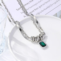 Zircone Double Couche Collier Automne Hiver Pull Chaîne En Acier Inoxydable Argent Clavicule Chaîne