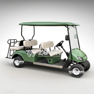 Voiture utilitaire de golf verte standard avec pneus pour routes en bon état, châssis stable, véhicule navette pour zones touristiques et campus - Product Image 1