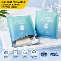 Sachet d'emballage personnalisé pour masques faciaux, pochette en aluminium à trois soudures latérales pour masques en tissu de soin de la peau et de beauté pour l'Asie du Sud-Est et la Corée