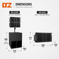Sistema de Subwoofer Activo DSZ DS-LA110+DS-LA118S de 18 Pulgadas con Carcasa Metálica y Caja de Madera de Abedul