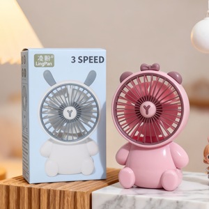Lingpan <b>Mini</b> Cartoon <b>Usb</b> Rechargeable Handheld <b>Fan</b> With Button Control For Student Dorm Cooling - Product Image 4