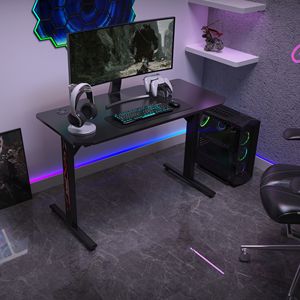 <span class=keywords><strong>Bureau</strong></span> <span class=keywords><strong>de</strong></span> jeu convertible V-mounts au design moderne, noir, hauteur fixe 760 mm, table d'angle pour la maison/le <span class=keywords><strong>bureau</strong></span>/la salle informatique, charge 80 kg/177 lb - Product Image 1