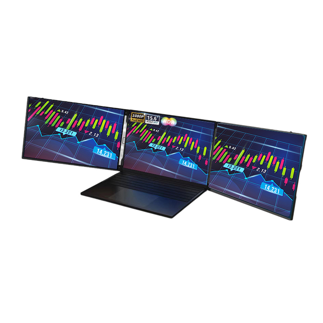15.6 Inch Triple Laptop Screen Extender Dual 1080p Led Monitors Portable Tri Screen Stock Monitor