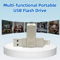 Flashdisk USB Logam dengan Gantungan Kunci Enkripsi Baru 64gb Flashdisk USB 3.0 & Micro USB Cadangan Foto/Video/Smartphone/Tablet
