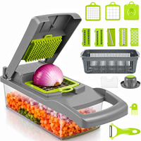 Utensilios de Cocina Manuales 16 en 1, Picador de Cebolla, Cortador de Frutas, Zanahorias y Verduras, Rebanador de Vegetales