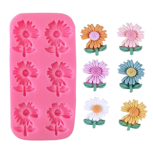 Moldes de Silicona para Decoración de Pasteles y Fondant, Forma Rectangular 3D, 6 Diseños Clásicos de Girasoles - Product Image 1