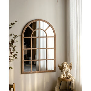 Farmhosue Marco de madera <span class=keywords><strong>como</strong></span> ventanas Arco <span class=keywords><strong>Espejo</strong></span> Vidrio y <span class=keywords><strong>ventana</strong></span> Parrilla Diseño <span class=keywords><strong>Espejo</strong></span> de pared - Product Image 6