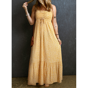 Dear-Lover Vestito Estivo da Donna Senza Maniche con Volant e Vita Alta, Stampa Floreale, Maxi Abito da Sole - Product Image 3