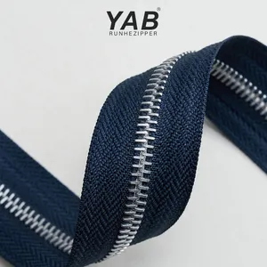 YAB pembelian grosir Jeans terbuka ramah lingkungan ukuran kustom Jeans logam ritsleting aluminium untuk tekstil dan garmen rumah