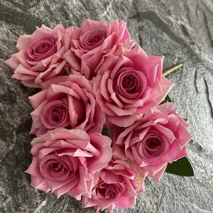 Venta caliente boda/decoración del hogar para los amantes 7 cabezas gran cuerno rosas flor