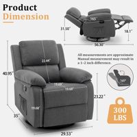 Fauteuil à bascule pivotant à 360° pour adultes, petit canapé inclinable pour petits espaces, fauteuil inclinable coulissant en tissu rembourré pour chambre d'enfant