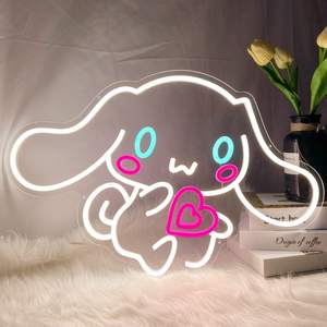 Cinnamoroll enseigne au néon art mural LED néon chambre salle <span class=keywords><strong>de</strong></span> <span class=keywords><strong>jeux</strong></span> décoration personnage <span class=keywords><strong>de</strong></span> dessin animé japonais chien image mignon décor à la maison nuit - Product Image 1