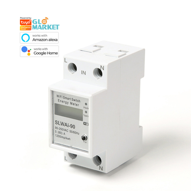 Glomarket SD0399 Tuya WiFi Smart Switch Energy Meter LCD Display Electricity Power Consumption KWh Meter RS485 Communication