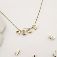Mode personnalisé 9K véritable or Zircon lettre initiale collier personnalisé lettre nom collier 9k véritable or pour cadeau