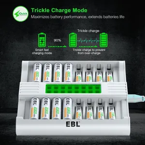 EBL16ベイ充電式スマートLCDバッテリー充電器AAAANiMH充電式バッテリー用1時間急速充電器