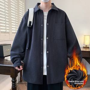 Nouvelle Veste <span class=keywords><strong>Homme</strong></span> 2026 Automne Hiver en Jacquard, Style Étudiant, Boutonnée, avec Poches Cargo, Manches Longues, en Velours Côtelé - Product Image 1