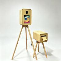Photomaton portable personnalisable, photomaton en bois compatible avec les appareils photo et les iPad, adapté aux événements et aux fêtes