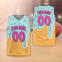 Maillot de basketball décontracté personnalisé à effet goutte d'eau, avec nom et logo sur mesure, séchage rapide, col en V, assorti pour la famille, cadeau pour les amateurs de basketball