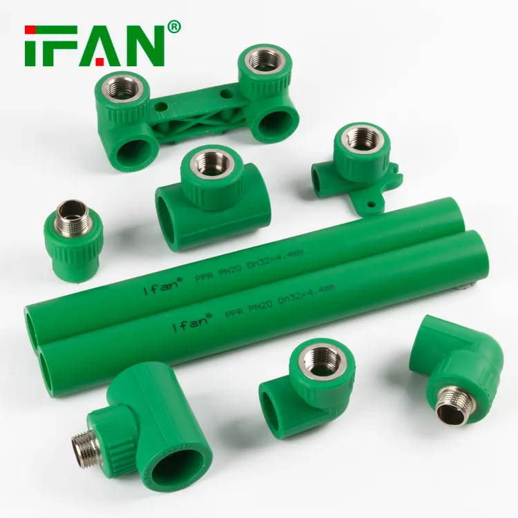 IFAN green color all types of ppr fittings names female thread tee Plumbing materials plastic ppr pipe fitting