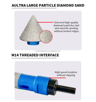 10 pièces ensemble de forets à noyau de diamant brasés sous vide pour carrelage marbre verre Granite-M14 tige meuleuse d'angle Compatible