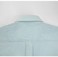 Kemeja Pria ODM Custom 100% Katun Combed Oxford Kancing Kerah Tegak Garis Vertikal Lengan Panjang Bisnis Kasual Musim Gugur Grosir