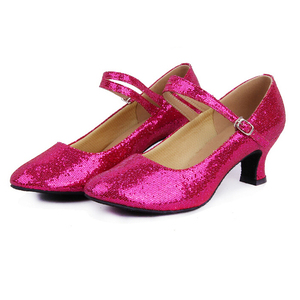 נעלי ריקוד לטיני לנשים עם רצועת Y, בד מבריק בצבע בהתאמה אישית, סוליה חיצונית מזמש נגד החלקה, סיטונאי - Product Image 5