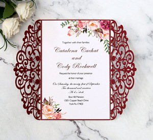 Invitación de Cumpleaños Cortada con Láser, Tarjeta de Boda, Página Interior con Lazo, Invitación de Novia, Invitación Plegable, Decoración de Boda, Invitación con Purpurina - Product Image 3