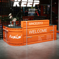 Comptoir de bar en métal de style conteneur industriel avec rangement pour salle de sport, café et réception de magasin de détail