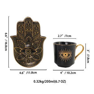 Turkish Blue Eye <span class=keywords><strong>caffè</strong></span> tazza e piattino Set 200ml fatto a mano in ceramica simbolo di protezione del Nazar per Home Cafe regalo all'ingrosso - Product Image 2