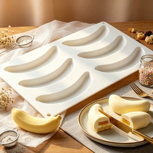 Banana Mousse Cake Mold 6 Cavity <b>Silicone</b> <b>Baking</b> Mold For Pudding Chocolate Ice Cream Realistic Fruit Shape - Product Image 3