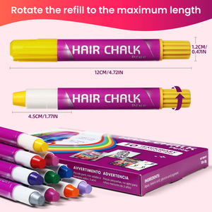 Pennarelli a Gesso Temporaneo per Capelli in 10 Colori, Facili da Lavare, Sicuri e Non Tossici, Tinta per Capelli per Bambini e Adulti, Feste e Cosplay - Product Image 4