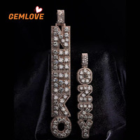 Collier unisexe personnalisé en or 18 carats avec pendentif lettre grande taille et diamants, chaîne cubaine, cadeau d'anniversaire