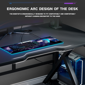 Venta al por mayor moderno Gamer PC Gaming ordenador contemporáneo portátil Escritorio de fibra de carbono Panel de <span class=keywords><strong>mesa</strong></span> para juegos de PC - Product Image 4