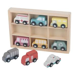 New Arrival Baby <b>Toys</b> Pretend Kids Vehicle <b>Toy</b> 9 PCS Set <b>Educational</b> Wooden Mini Cars Model <b>Toys</b> - Product Image 1