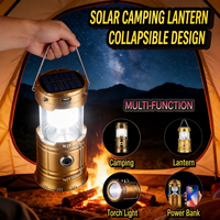 Lanterne solaire de camping, rechargeable par USB, longue durée, multifonctionnelle, lampe de tente portable