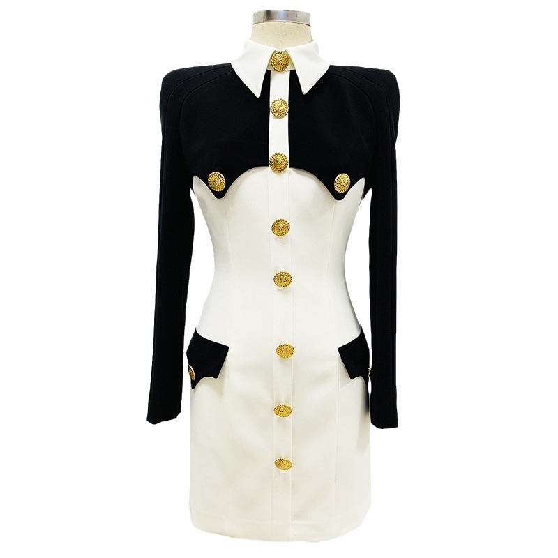 green emerald velvet dress GLISTENING IN GOLD BLAZER DRESS IN WHITE – AKIRA main image 1