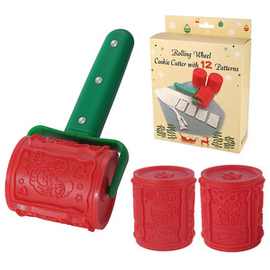 Ensemble de tampons à biscuits et emporte-pièces à roulettes pour fondant, avec 3 rouleaux pour la pâtisserie, qualité alimentaire - Product Image 4