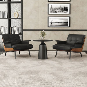 Ensemble de chaises de négociation en cuir et bois massif, canapé de salon en éponge pour hall d'hôtel, bureau, salon - Anti-salissure - Product Image 5