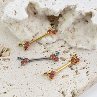 Vente en gros de barres de piercing pour mamelons en titane ASTM F136, sans filetage, en forme de cerise, bijoux de piercing corporel, anneau de mamelon en titane