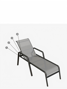 Chaise longue de piscine réglable en aluminium avec dossier en maille pour l'extérieur - Product Image 4
