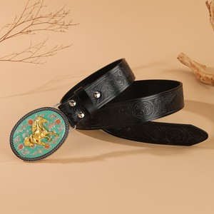 复古民族风格马体图案合金压花腰带男女款帅气时尚简约设计 - Product Image 3