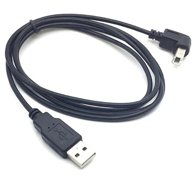 Hot Sale 90 Degree Right Angle USB 2.0 Male to Mini B Male 5-Pin Copper Black Charging Cable 0.3m-5m for Printer