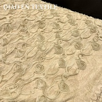 Perancis romantis 3D Stereo elastis Jacquard kain pakan piring mawar kecil bunga bordir atasan melar rajutan Dot tekstil rumah