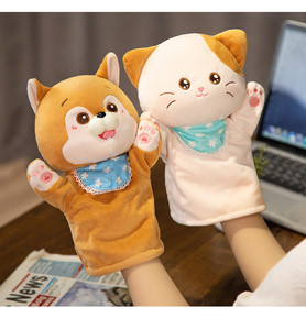 Marionnettes à main en peluche personnalisées : cerf, chat, panda, shiba inu de dessin animé, marionnettes ventrilogo et jouets en peluche pour spectacles préscolaires - Product Image 6