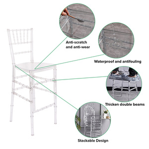 Chaise haute empilable moderne en plastique pour événements hôteliers, <span class=keywords><strong>tabouret</strong></span> <span class=keywords><strong>de</strong></span> <span class=keywords><strong>bar</strong></span> Chiavari en résine transparente en cristal acrylique pour mariage - Product Image 4