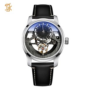 Reloj mecánico esqueleto único para hombre con logotipo de etiqueta privada personalizada, reloj de pulsera minimalista automático luminoso de cuero negro, proveedor - Product Image 6