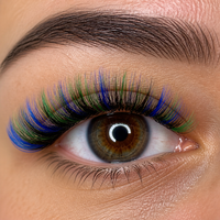 Extensions de cils individuels en soie, volume naturel, longs, faits à la main, sans cruauté, bouquets de cils effilés colorés
