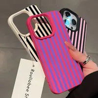 Coque de téléphone en silicone souple à motif rayé coloré effet litchi compatible avec iPhone 17 Air 17 16 15 Plus 15 14 13 12 11 Pro Max X XS