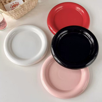 Assiette en céramique de style coréen, de qualité supérieure, avec un fini sous glaçure, idéale pour les desserts