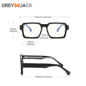 Monture de lunettes Greyjack Square TR90, protection anti-lumière bleue, monture complète, unisexe, lentilles en acrylique pour la myopie - Product Image 2